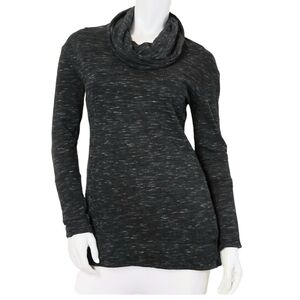 Merona SZ Medium Sweatshirt Dark Grey Black & White Cowell Neck Lightweight